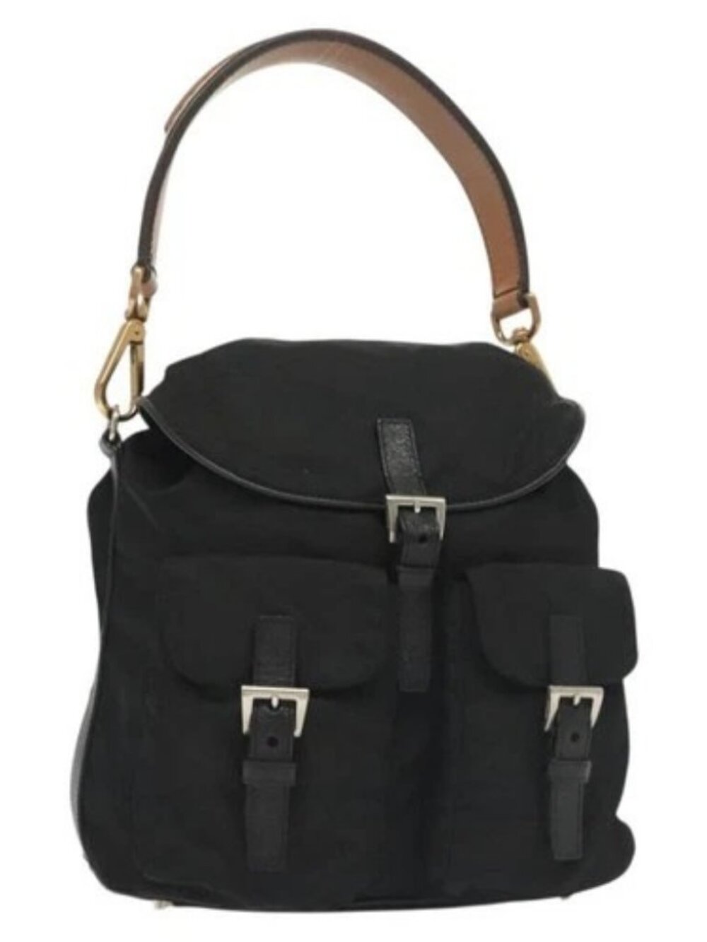 PRADA Shoulder Bag Nylon Black Silver Auth